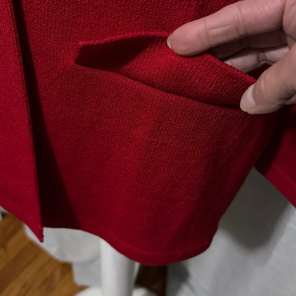 EUC Vintage J.S.S.-Oversized Sweater Blazer-Single Button-Red-Sz M-Wool/Rayon - Picture 6 of 15
